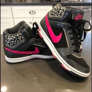 Nike Black and Pink Cheetah Hightop Sneakers